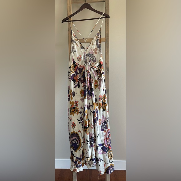 REISS MABEL PRINT PLUNGE NECK MAXI DRESS - Picture 4 of 5